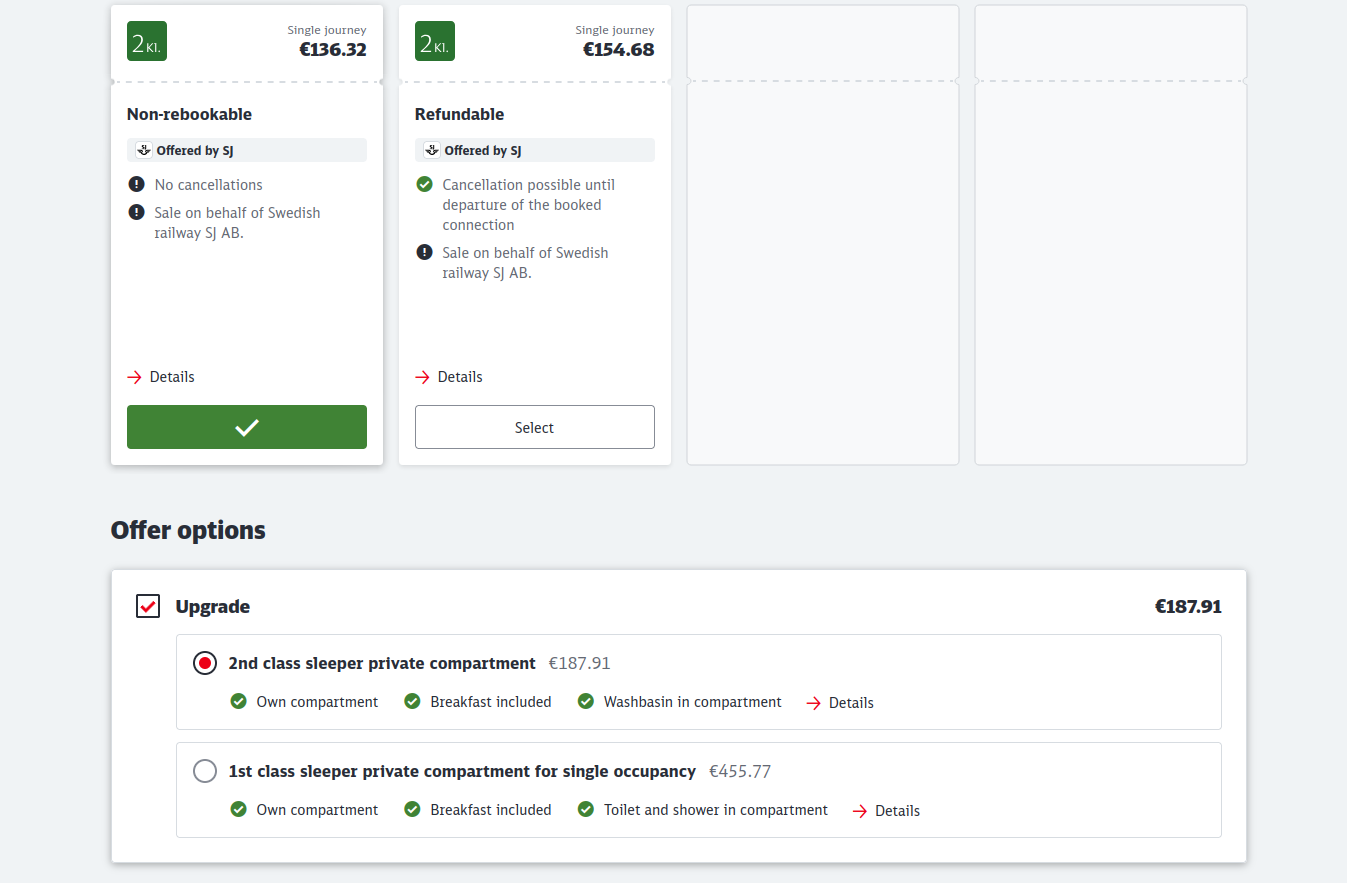 A screenshot of bahn.de booking interface