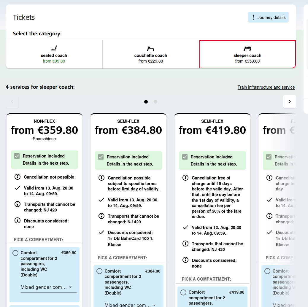 A screenshot of the ÖBB ticket shop