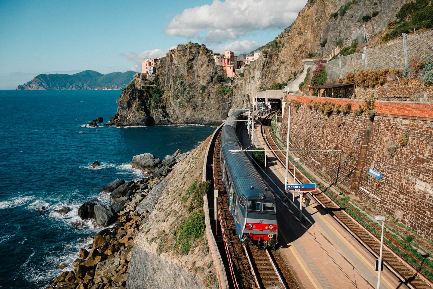 A train along the Italian coast